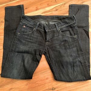 Hudson low rise, dark blue, skinny jeans. Sz 27